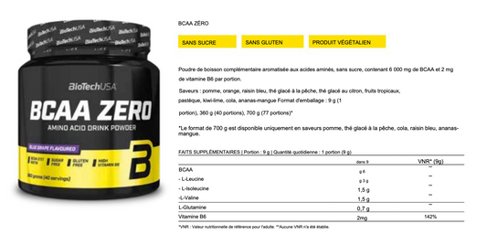 BCAA ZERO poudre d’acide aminé - 360 g
